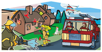 Firemen Cartoon Panel
